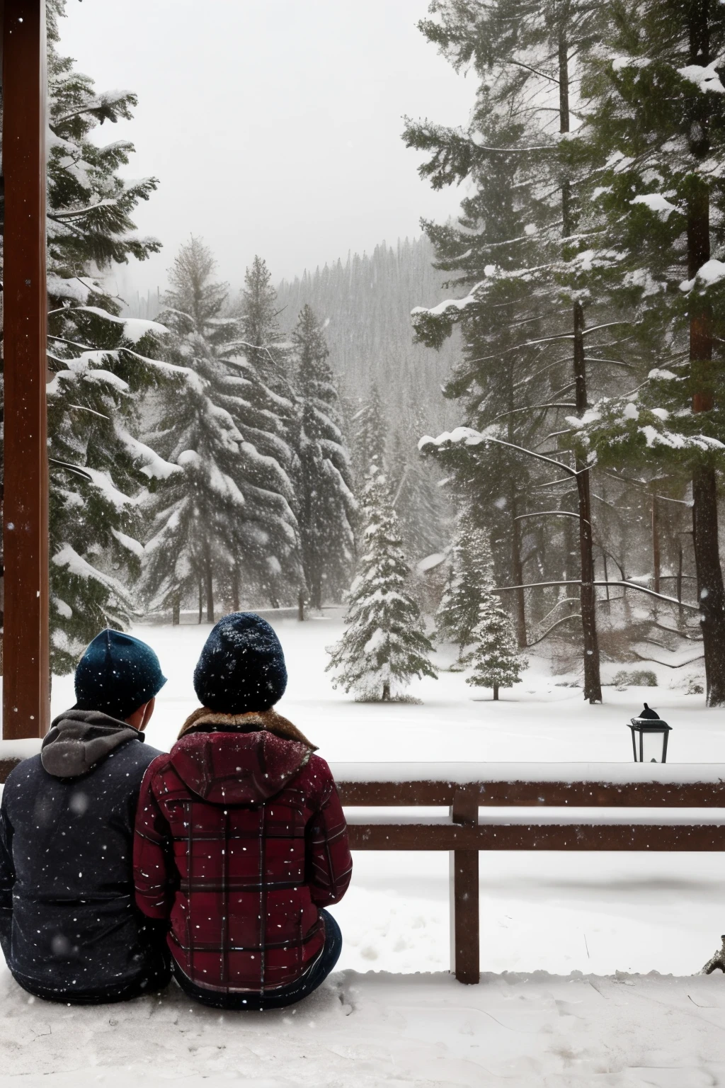 "Let's sit together and watch the snowfall."