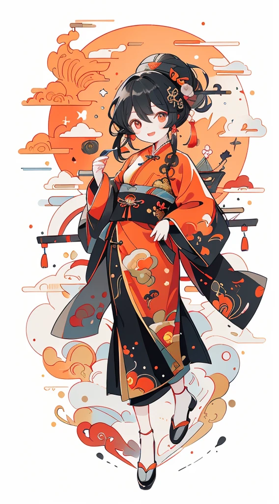 Game character design，(((Vector illustration style)))，(1 cute little boy，Wearing a red hat，Wearing Chinese red clothes，The clothes are painted with golden dragons、Phoenix and other patterns，Highlighting the theme of 2024 as the Year of the Dragon in the Chinese Lunar Calendar)。（The eyes are big，Two small dimples are revealed when blinking，Smile and open your mouth to show your neat teeth，Hand holding red envelope，Big red envelope，The action of sending blessings or receiving lucky money）。（Thick bouncy black curly hair，Wearing a small red flower on the head）。（Red hat with gold trim and embroidery，The clothes have detailed designs such as buttons and embroidery), (((The stands up，Chinese Xiangyun cloth shoes: 1.6, Glowing lines or orange LED light effect))), (Full body shot: 1.5), ((Chinese element background，Auspicious cloud background)), (pov, first-person view, Ghibli-like colours, Luminism, cinematic lighting, UHD, masterpiece, ccurate, anatomically correct, textured skin, super detail, high details, high quality, award winning, best quality, 8k)