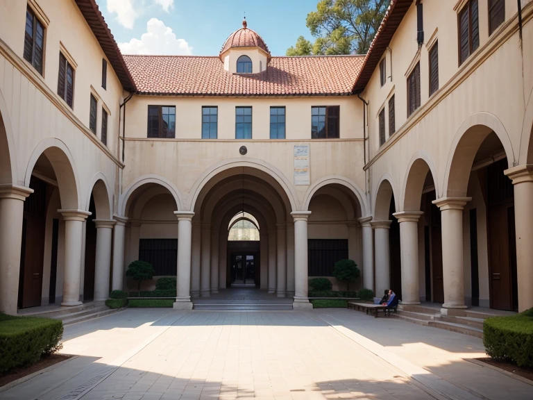 Scenery of a university courtyard.