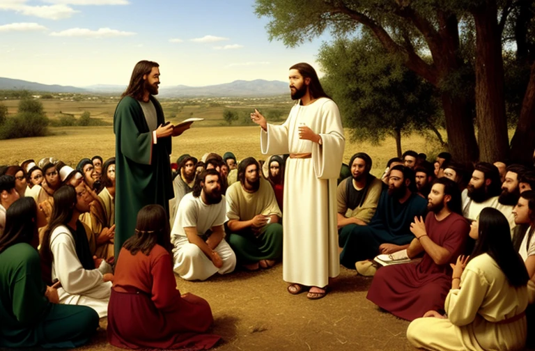 Jesus telling his parables to his disciples