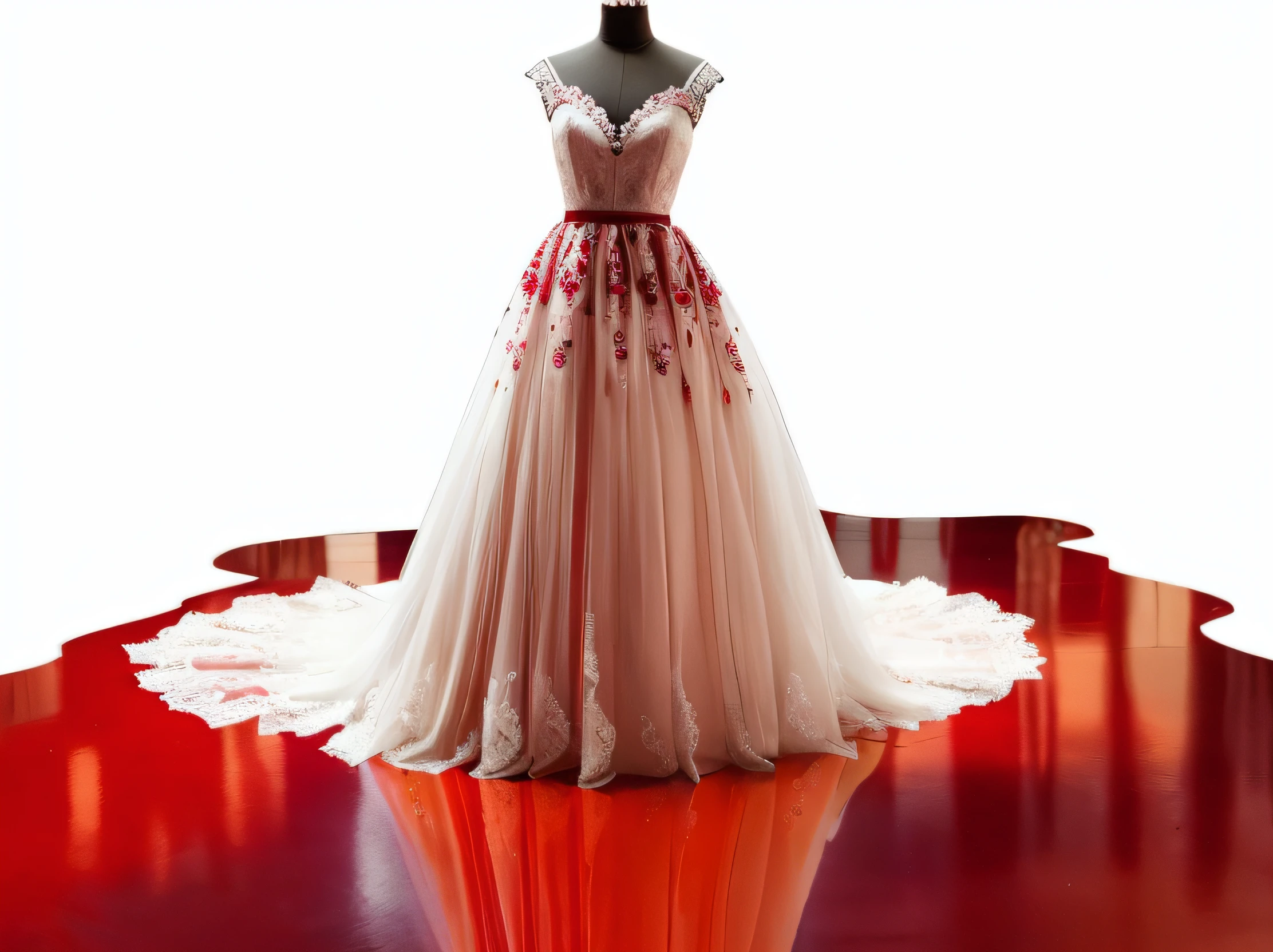 vestido arafado em um manequim, vestidos brancos de noiva, vestido de noiva, melado de sangue pose 1 de 1 6, the floor full of blood, 360*, bonito!, vestido vestido bonito vestido melhado de sangue,. estilo filme de terror.