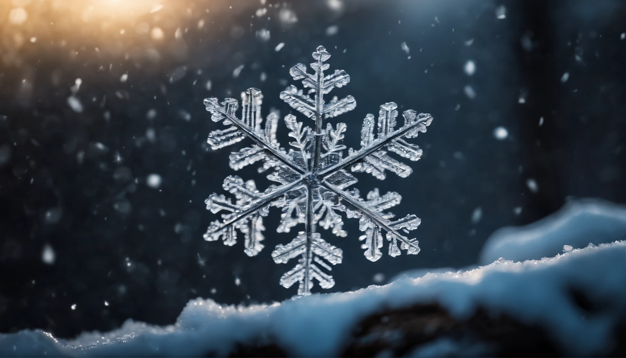 Screaming snowflake as it falls from the sky.