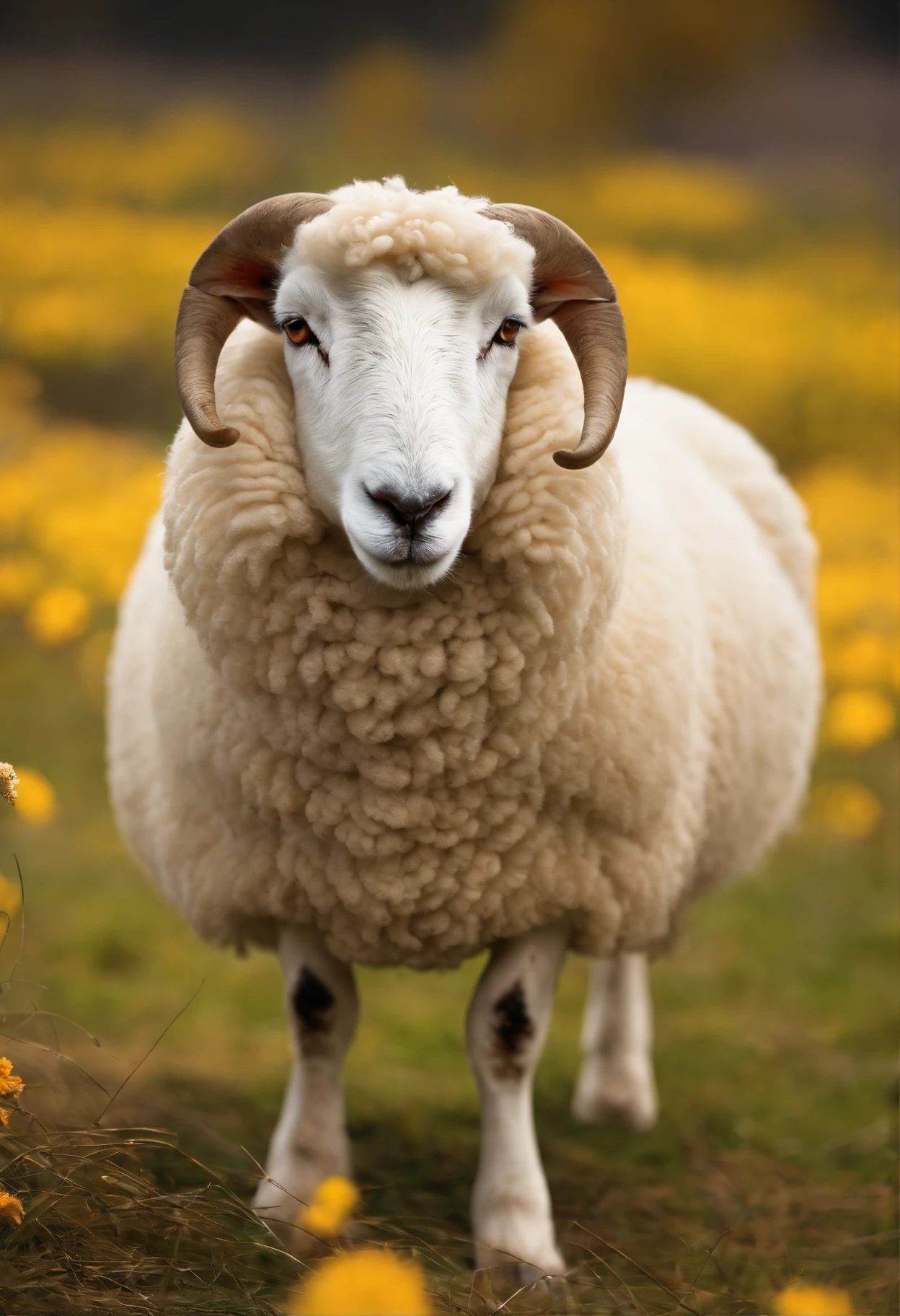 There  a white sheep on the ground