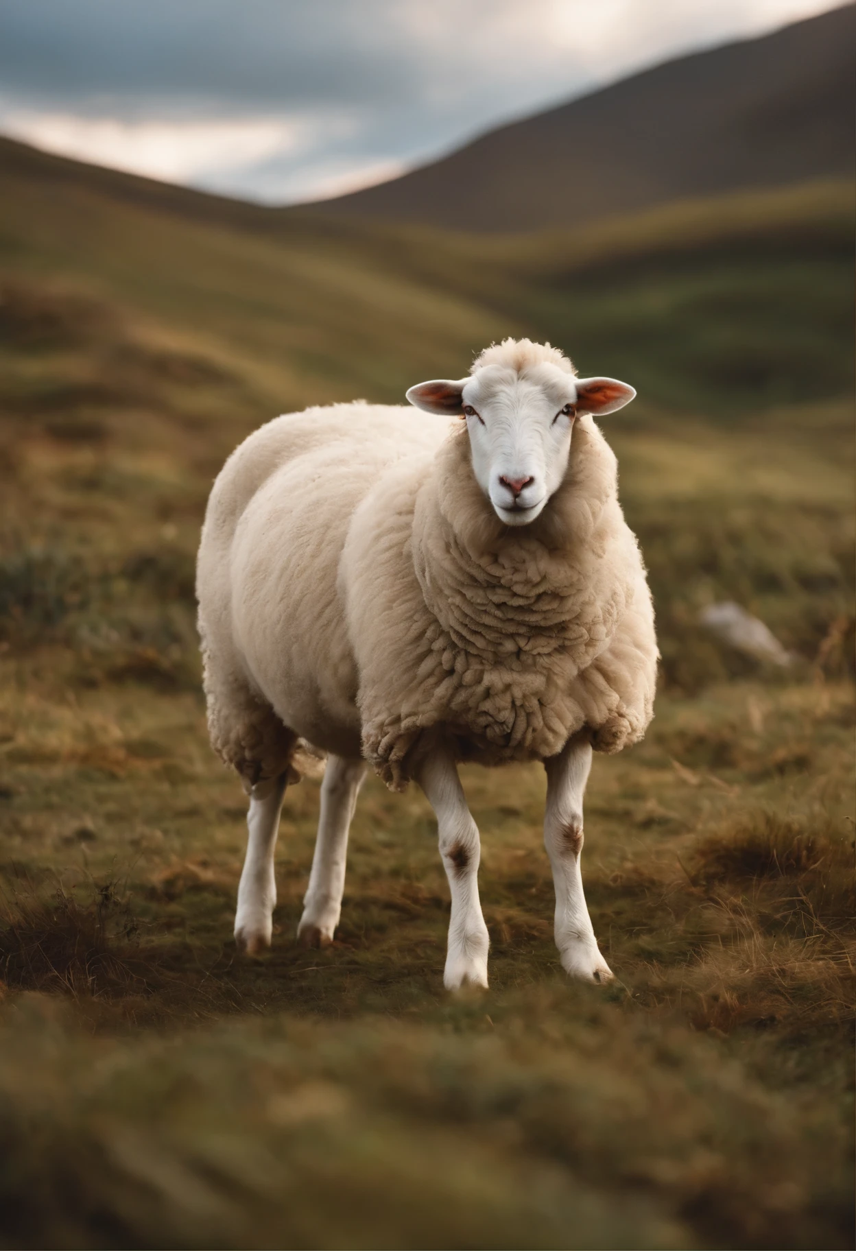 There a white sheep on the ground