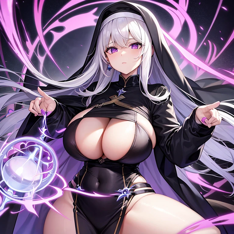 Alone woman // Thunder Magic // Big boobs // nun of tempest // full body // purple eyes