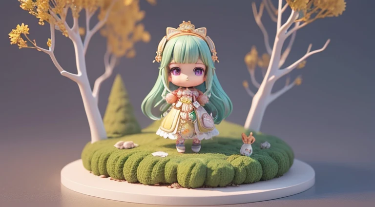 A#39;s clothes,One guy,Like the Queen,extremely,Detailed rendering using 3D rendering technology,stylized expression of digital art。Render a cute 3D anime girl,stylized presentation,Adorable ceramic dolls and ultra-detailed fantasy characters appear simultaneously,Presented as a stylized 3D rendering。Cute images of forest creatures and digital art will also appear,The background depicts the atmosphere of April。
