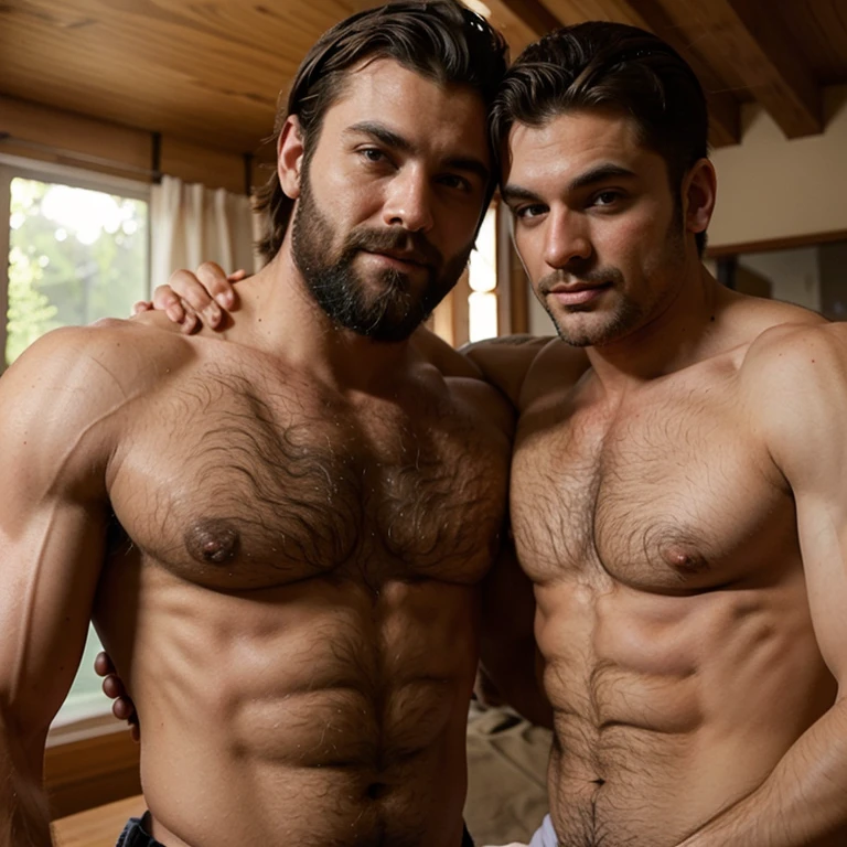 Hairy muscled father have sex with son