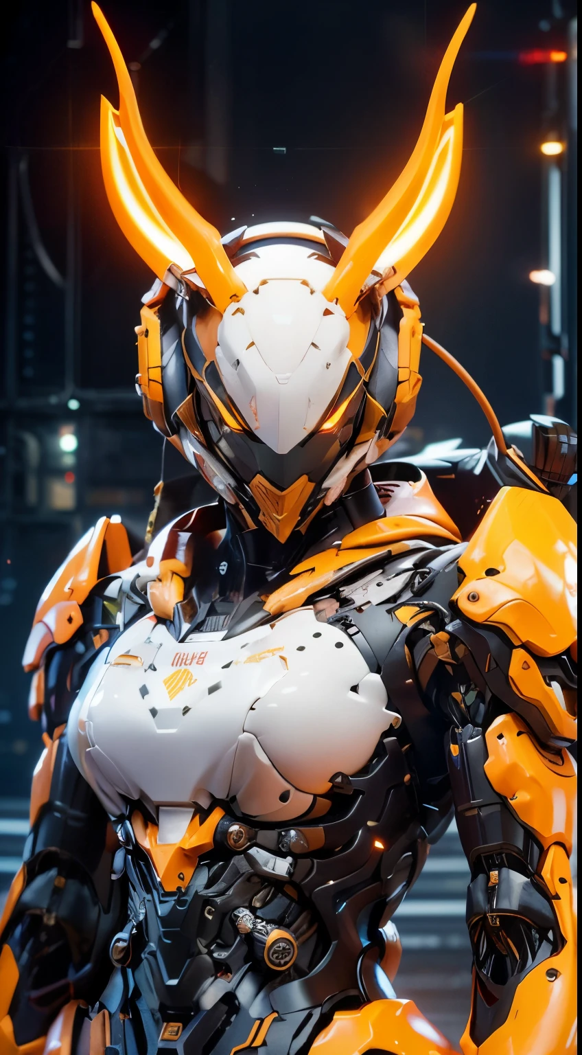 ((tmasterpiece,best qualtiy)), illustratio,1girll,Rabbit ears,Large breasts,dynamicposes, ultra-detailed 8K, realisticlying, Clear focus, ighly detailed, profetional lighting, Colorful Detailed, Long shot from rainbow color separation factory, large mechanical robot construction, microchips, a computer, with light glowing, intricate detailes, shitu-mecha, 1girll, wearing mecha, nabel, colorful image, with light glowing, (Cyberpunk Personality),xiaowu