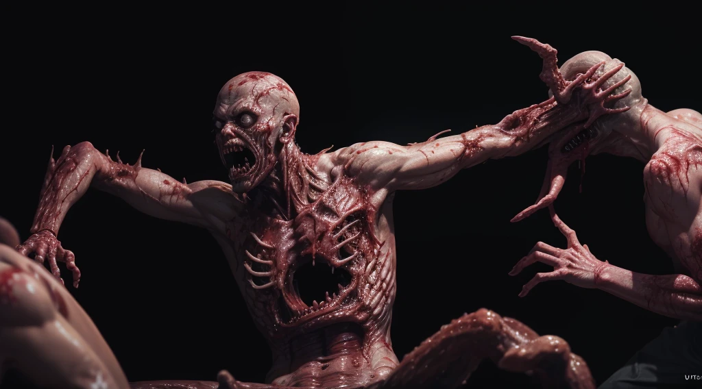 ((best quality)), ((masterpiece)), (detailed), monstrous, Beautiful, Best quality, perfect lighting, NSFW, monster smile with crooked fangs, Very skinny, disproportionately long arms, head of a vulture, scruffy dirty feathers, diseased, worms, A sinister aura, something, chained, deity, cultist clothing, cosmic horror,