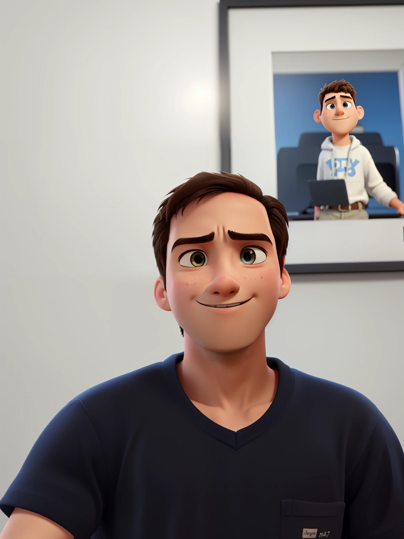 A 15 year old boy Pixar 3d version, without any facial expression