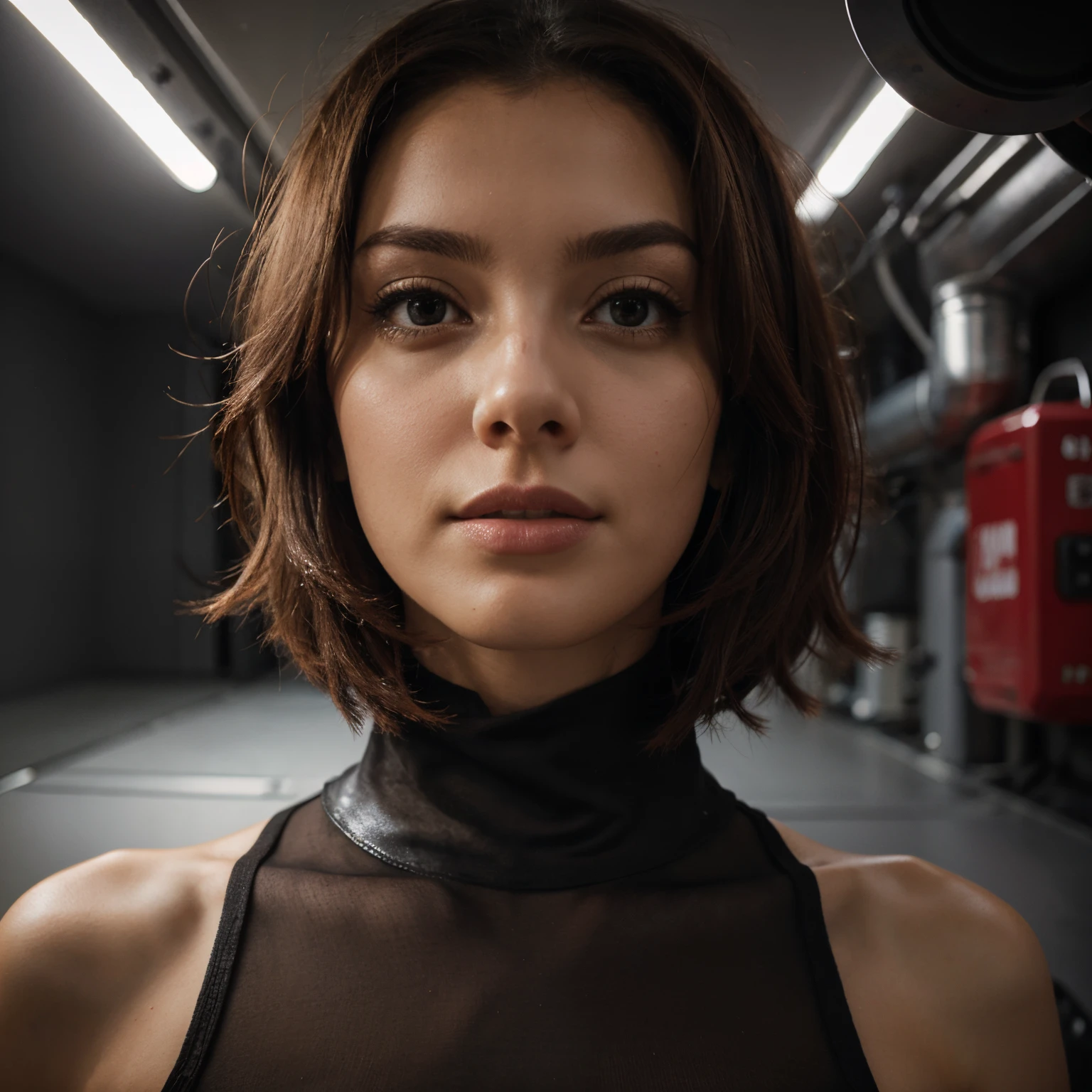 (8k, ARTISTIC photography, best quality, masterpiece: 1.2), (realistic, photorealistic: 1.37), over-detailed, (high-detail skin: 1.2), RAW, Ultra High Resolution, cybernetic biochemical cyberpunk, ((Anya Chalotra)) looking at the viewer, orange, (crop top:1. 8), (skinny, medium breasts, abs, toned body :1. 5), (underboob:1.2), (((perfect anatomy))) , fine details, , pretty face, (mechanical parts:1. 5 complex, neotokyo, synthwave, aesthetics, ((standing outside in cyber punk city street)), stunning modern urban upscale environment, ultra realistic, concept art, elegant, highly detailed, intricate, sharp focus, depth of field, f/1. 8, 85mm, ((( orange harnes )), ((( minimalistic outfit))), ((( tech wear )))medium shot, mid shot, (centered image composition), (professionally color graded), ((bright soft diffused light)), volumetric fog, trending on instagram, trending on tumblr, hdr 4k, 8k,