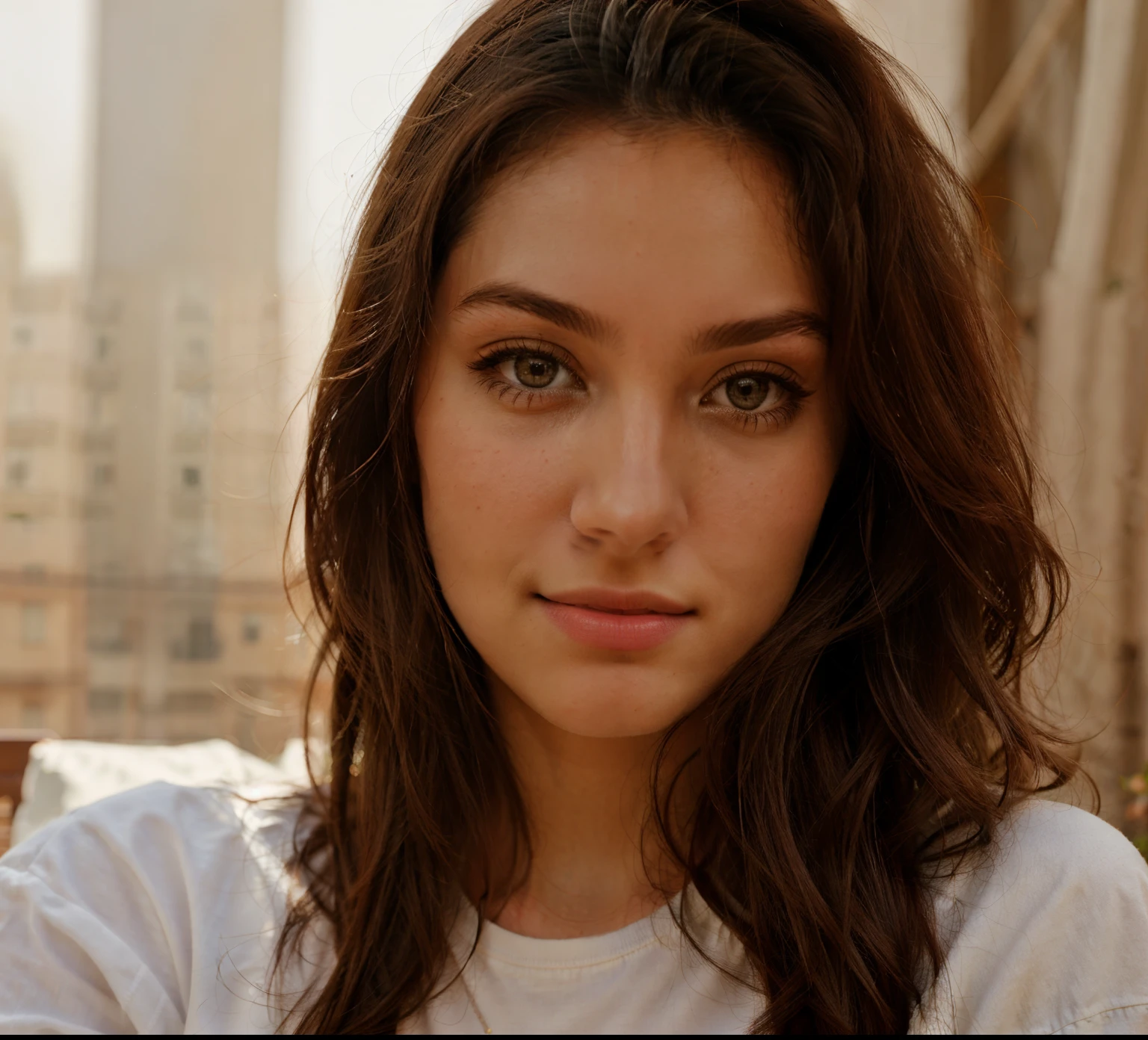 create similar pictures for the same model, with different backgrounds indoors and outdoors and with different clothing and poses for the model and add a fit body for the model in the picture