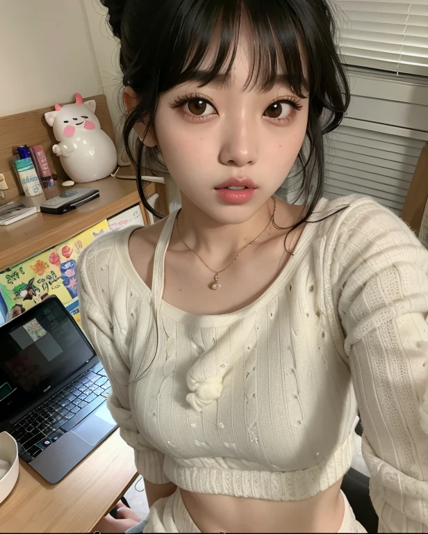 tem uma mulher parada na frente de um laptop, Jinyoung Canela, coreana, Heonhwa Choe, Ulzzang, Jaeyeon Nam, Bae Suzy, Mulher sul-coreana bonita, young adorable korean face, linda mulher coreana jovem, com franja, mulher coreana jovem bonita, com bonito - fino - rosto, Mulher coreana, Parque Ji-min