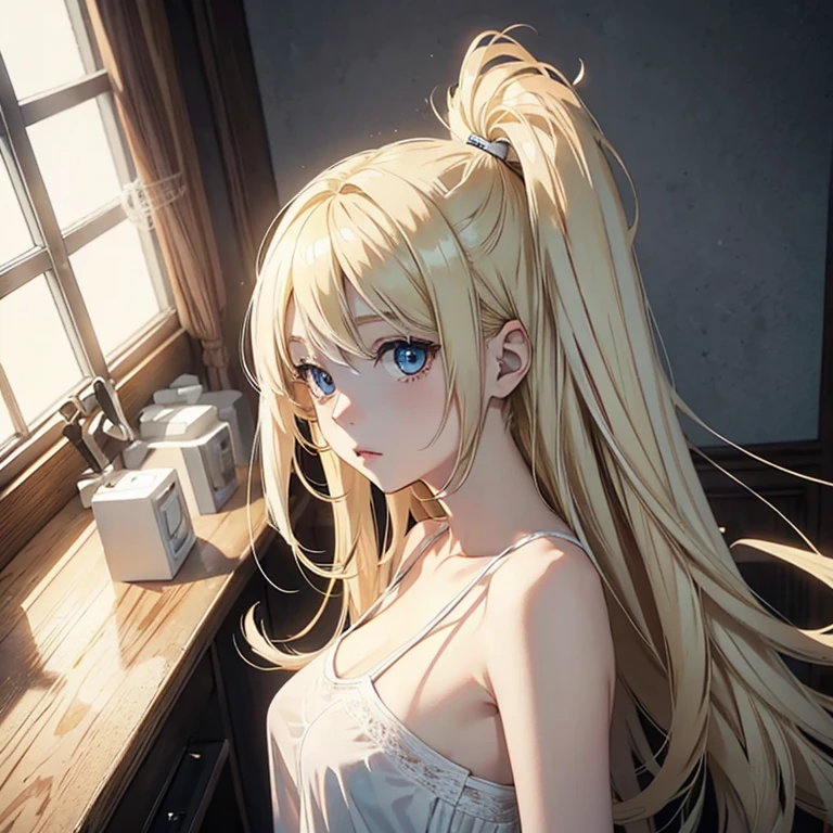 anime pale girl with light blonde hair and angelic features