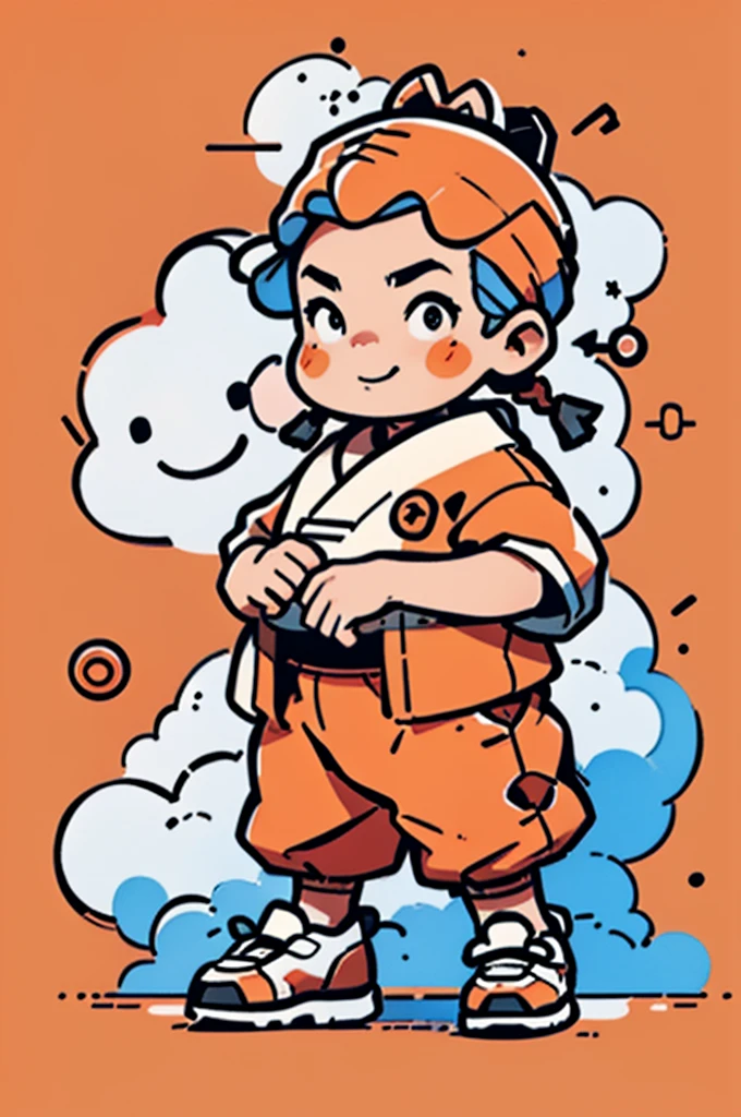 Game character design，(((Minimalism)))，(((Vector illustration style)))，(1 chubby child，Wearing the legendary Chinese New Year red costume，Wearing an auspicious gemstone headdresuwa#39;s facial expression  cute and enthusiastic，The eyes are shining，The corners of the mouth are raised), (Fuwa holds a bunch of firecrackeruwa’s hair has two cute little braids，You can tie a red ribbon on the braid), (((The stands up，Chinese Xiangyun cloth shoes: 1.6, Glowing lines or orange LED light effect))), (whole body: 1.5), ((Chinese element background，Auspicious cloud background)), (pov, first-person view, Ghibli-like colours, Luminism, cinematic lighting, UHD, masterpiece, ccurate, anatomically correct, textured skin, super detail, high details, high quality, award winning, best quality, 4k)