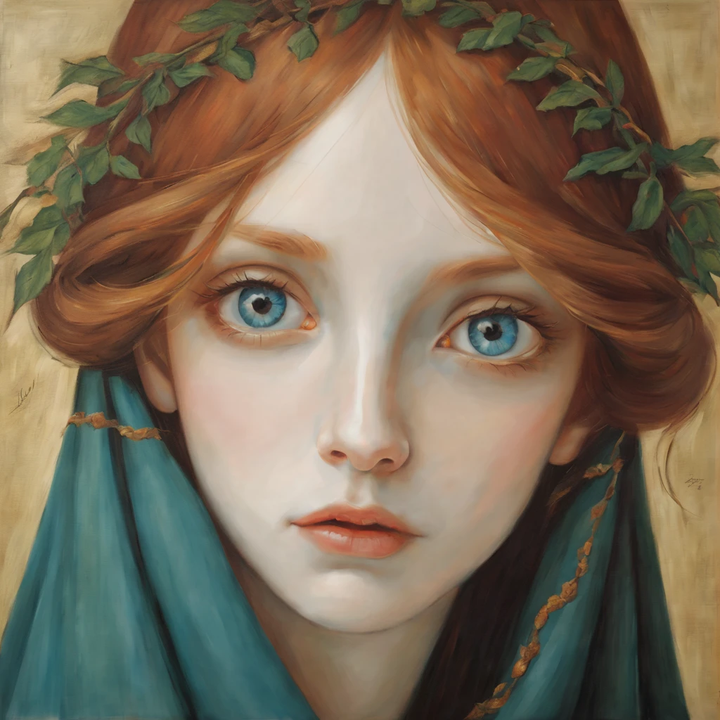 Minimalist style renaissance oil painting beautiful eyes