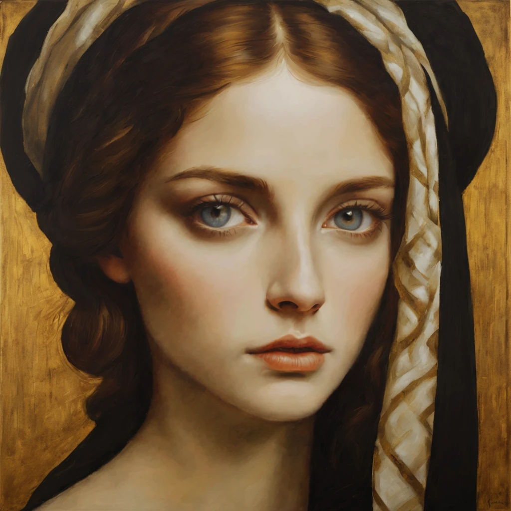 Minimalist style renaissance oil painting beautiful eyes