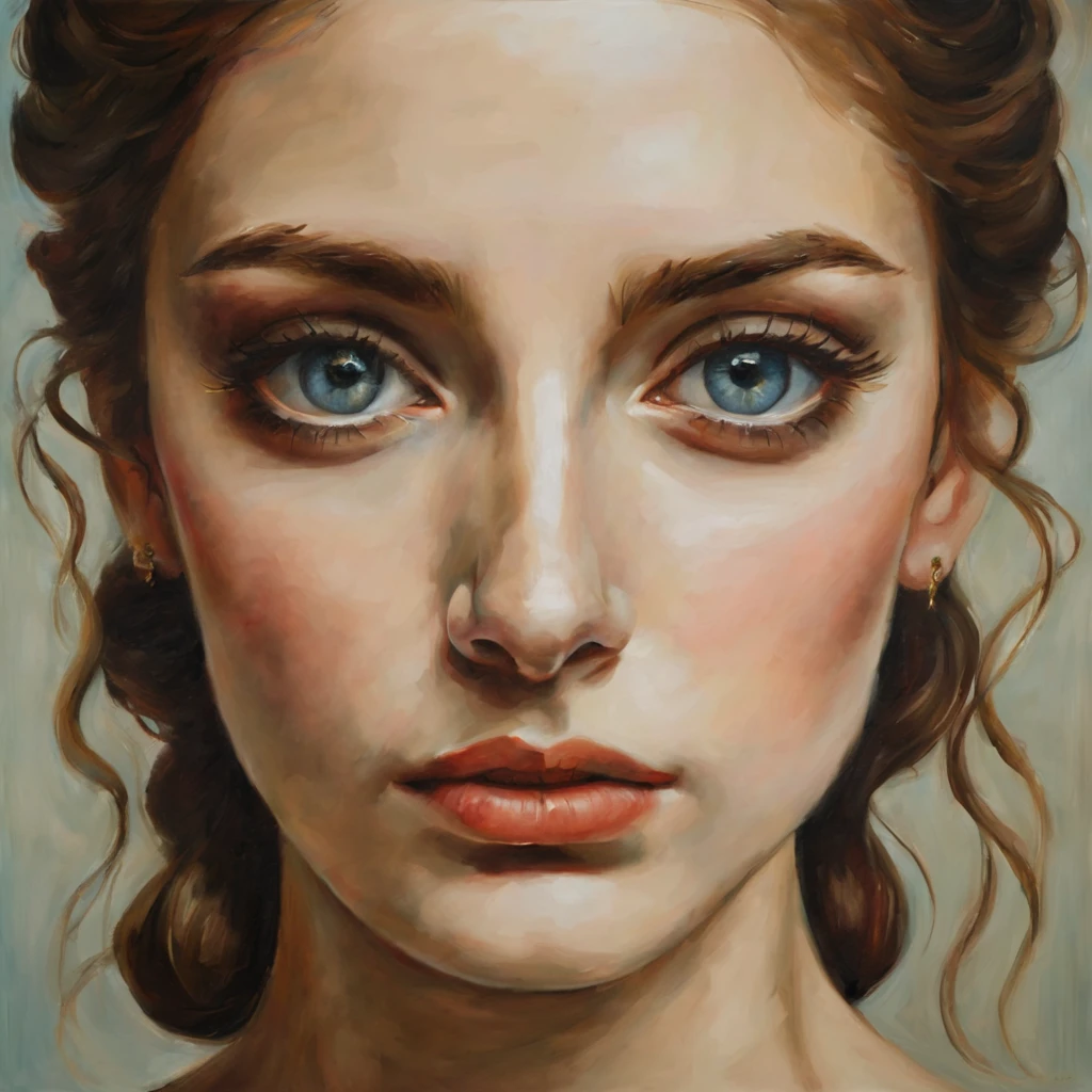 Minimalist style renaissance oil painting beautiful eyes