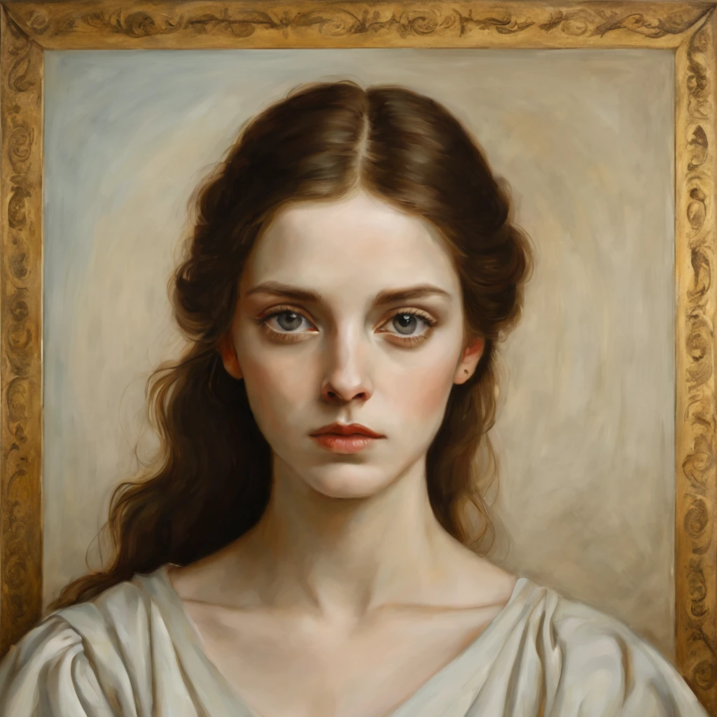 Minimalist style renaissance oil painting beautiful eyes
