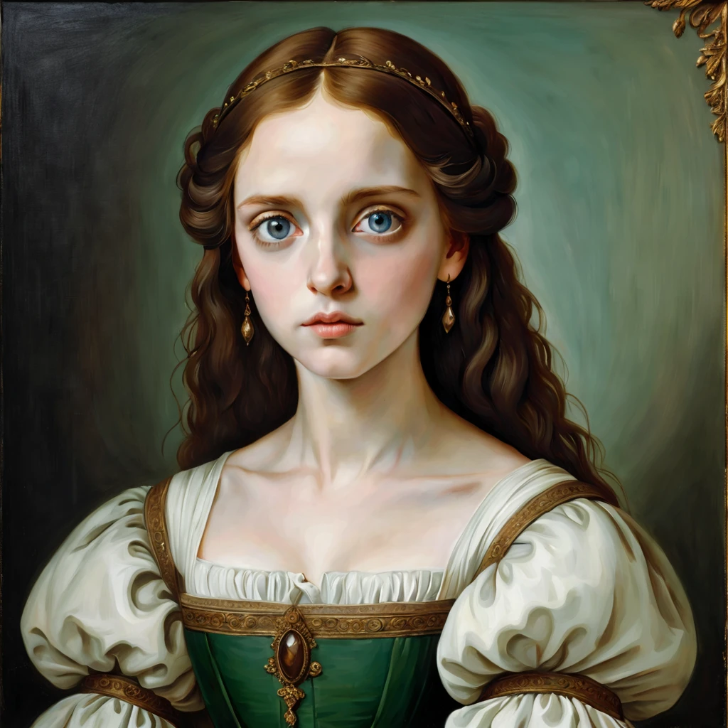 Minimalist style renaissance oil painting beautiful eyes