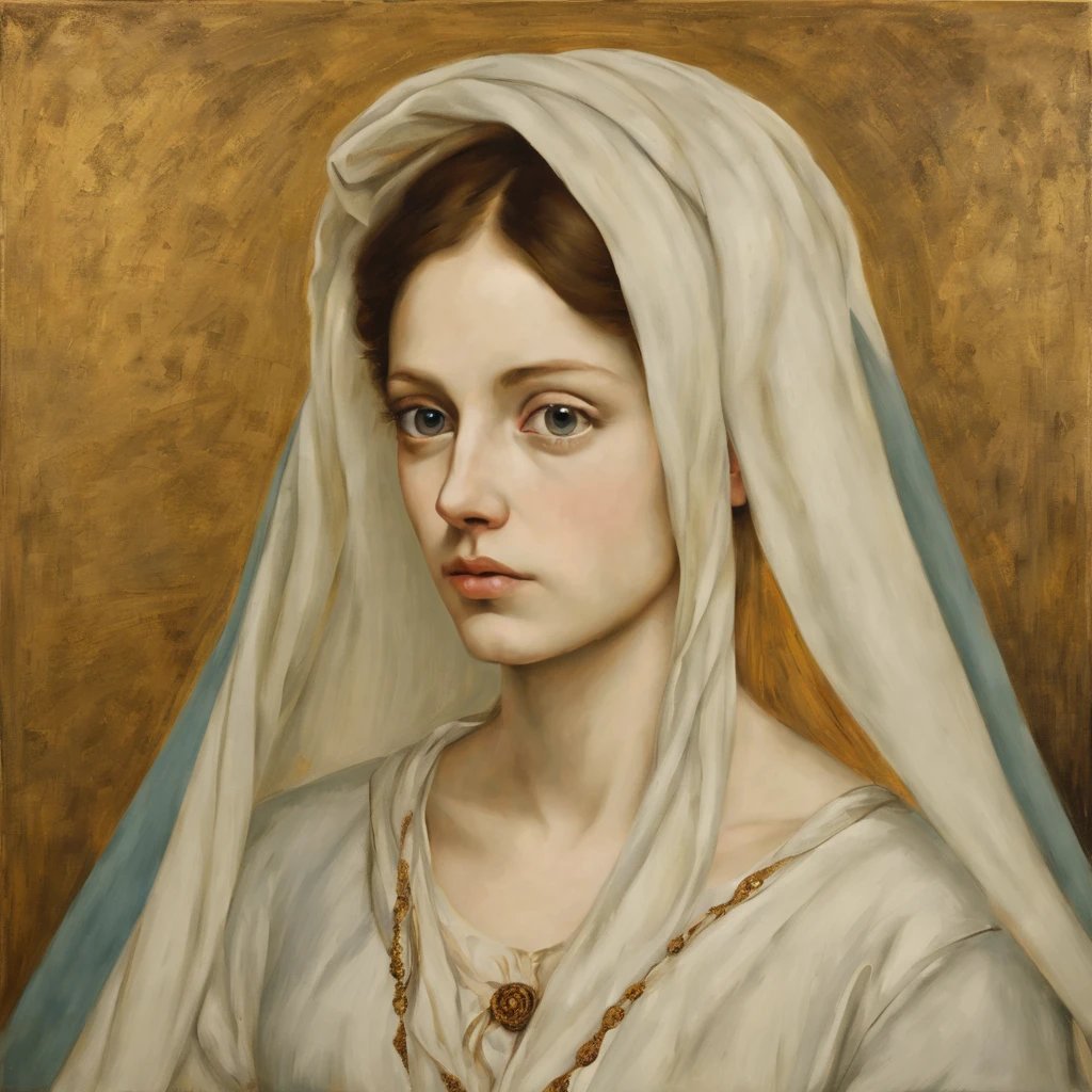 Minimalist style renaissance oil painting beautiful eyes