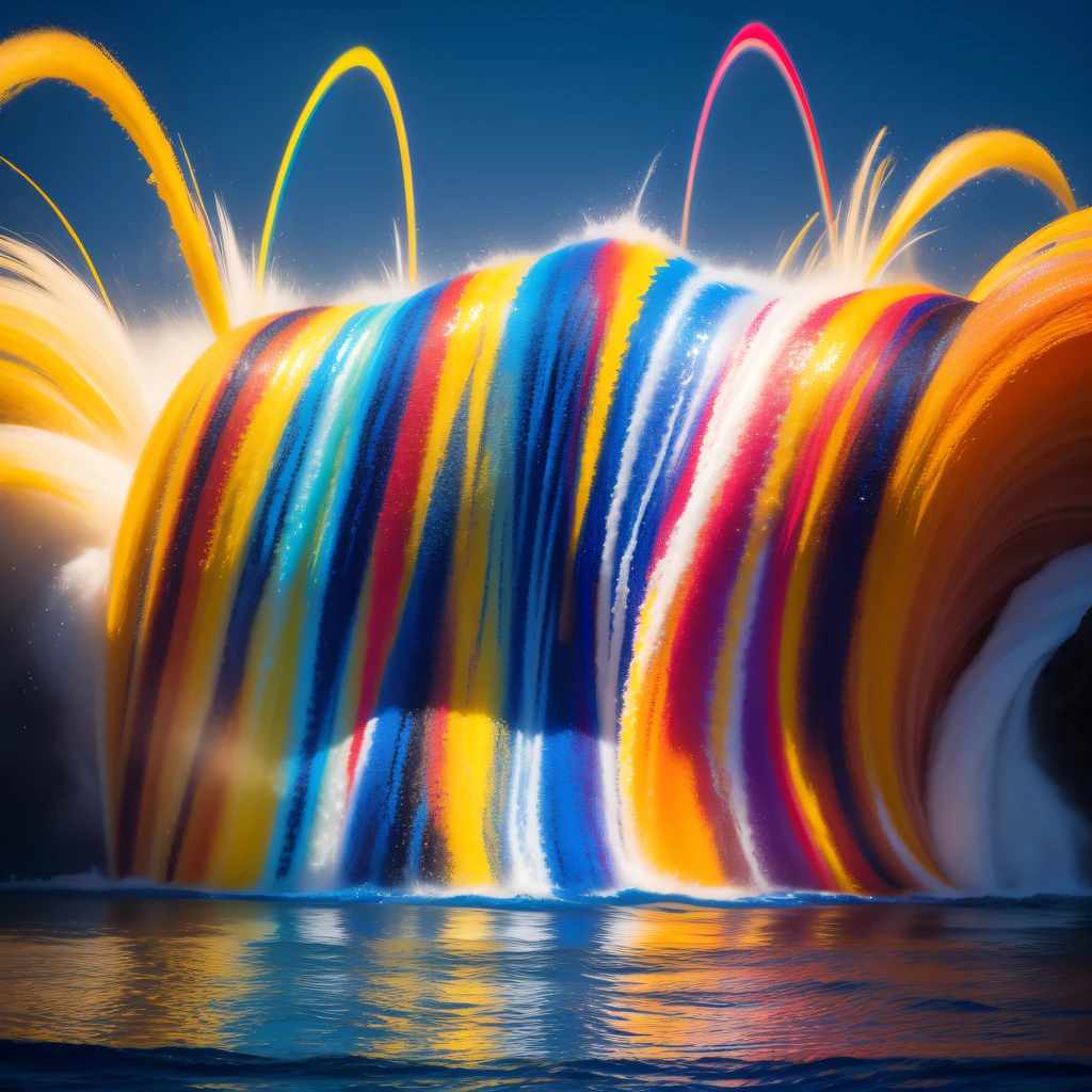 Three primary color dyes are mixed with each other to form liquids of various colors,splash,blasts,Dynamic photography,light reflections,dynamic,Complicated details,light and shadow effect,advertisement photography