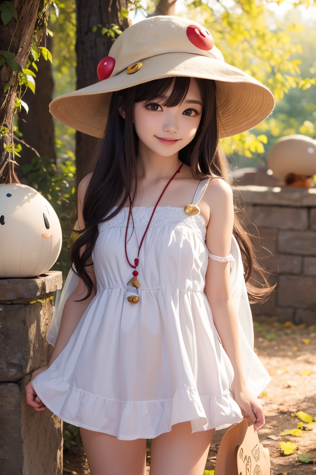 digitalart、Personification of the mushroom spirit、Yuru Chara Style、Features of hat、Laugh、Wearing a bell