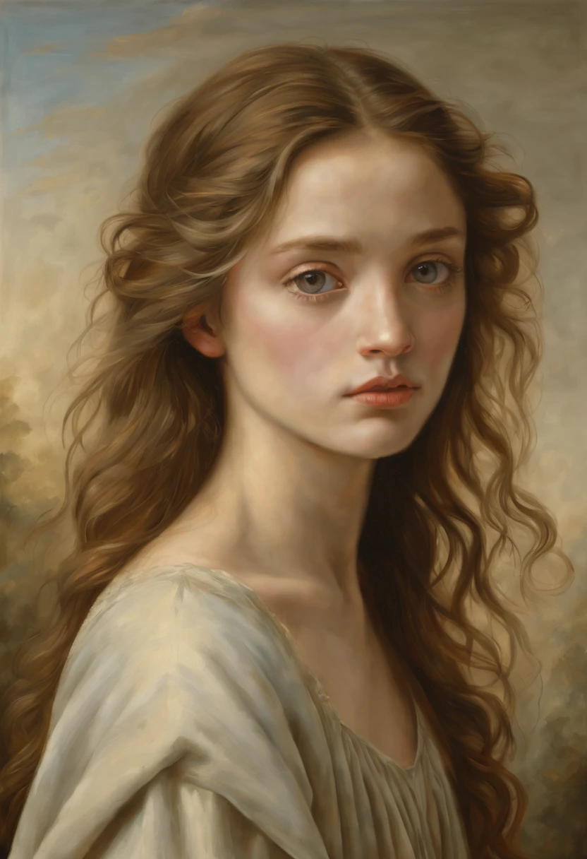 (best quality,realistic:1.37),minimalistic Renaissance oil painting,beautiful detailed eyes,subtle color palette,fine brush strokes,dreamlike atmosphere,luminous glow,soft light and shadow,vivid portrayal of emotions,timeless elegance,meticulous attention to detail,subtle and delicate textures,harmonious composition,understated beauty,classic artistry,tranquil setting,unique perspective.