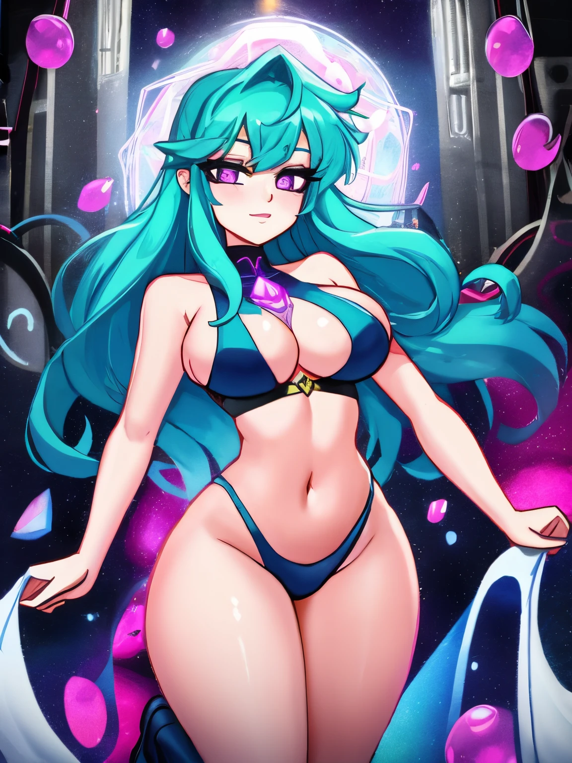 astral curvy girl body, chaos atmosphere