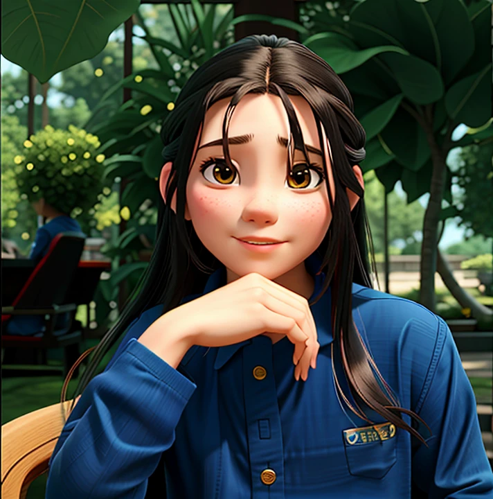 a close up of a woman with long hair sitting in a chair, with long hair, 18 years old, 1 6 years old, xintong chen, south east asian with round face, nivanh chanthara, young asian girl, a young asian woman, 19-year-old girl, photo of the girl, zeng fanzh