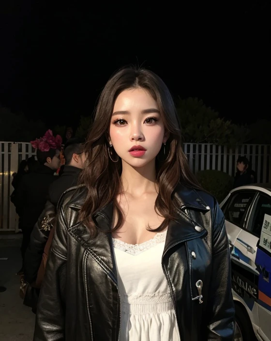 Araffe woman in a leather jacket standing in front of a car, jennie blackpink, jossi do blackpink, Parque Roseanne do Blackpink, Retrato de Jossi de Blackpink, Gongbi, Heonhwa Choe, Jaeyeon Nam, Lee Ji - Eun, Lee Ji-eun, Ruan Jia Lindo!, atriz da Coreia, tzuyu de duas vezes