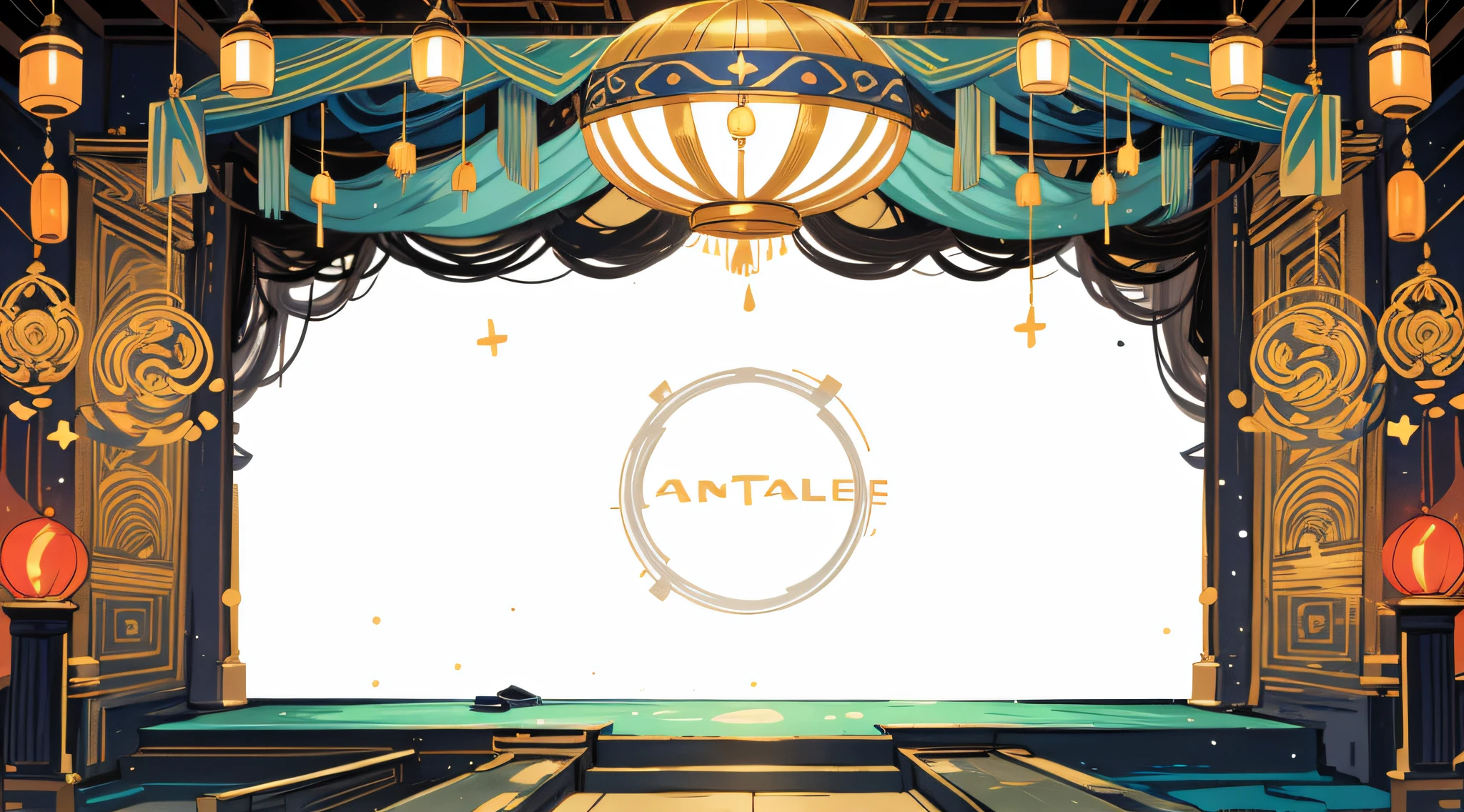 There a photo of a stage with a curtain and a photo of a man, match report, a temple background, dance hall background, dance hall background, arte de fundo, background bar, background artwork, game background, Stage background, isolated Backdrop, background depicting a temple, light kingdom backdrop, full view blank background, magic lab background, arena background, interior background art