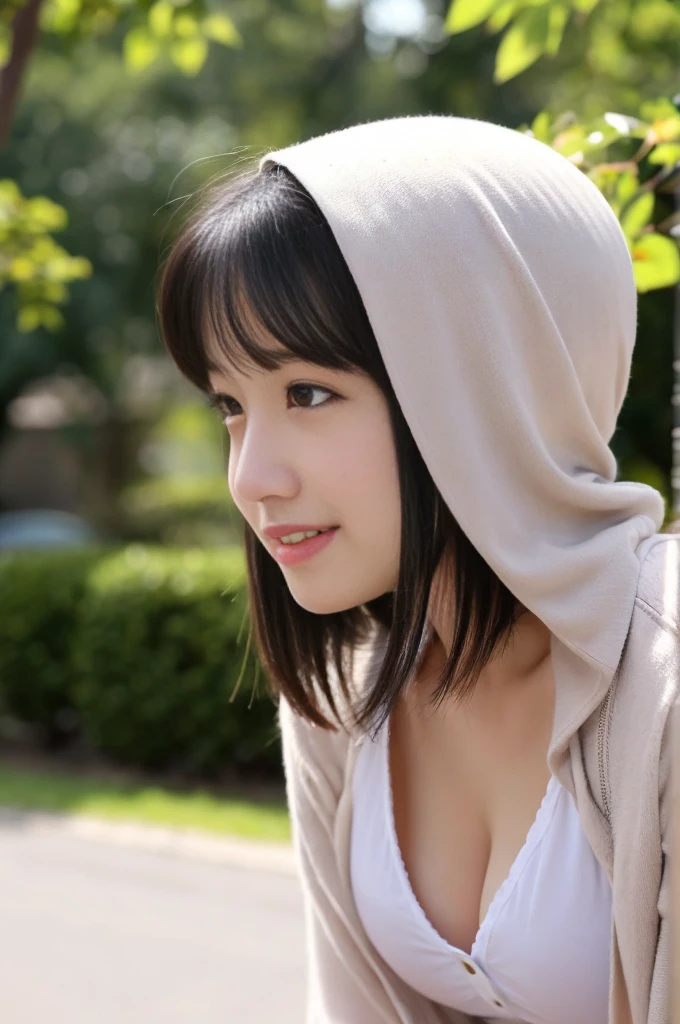 No bangs:1.10、straight flat chest:1.20, (leaning-forward:1.3)、(Loose chest:1.5)、hi-school girl、校服、pleatedskirt、back of white blouse.10, pink areolisible:1.20,   cup:1.20, Erotic, (top-quality、8K、32K、​masterpiece)、japanes、sixteen years old、Very pretty girl、a beauty girl、crouching down、Bright smile、shinny skin、blurry backround、short-cut:1.10、Ear hooks:1.20, A dark-haired:1.10, Upper body close-up、Shot from above　embarassed expression,Alafed Girl, chiho, iwakura lain, closeup Iwakura Lain, With short hair, Shiori Teshirogi, Kotegawa Yui, She is 17 years old, sui ishida with black hair, lain iwakura, girl cute-fine-face, Clear pubic contours,(Small breasts), hight resolution, ighly detailed, top-quality, [​masterpiece:1.6],, ighly detailed, nffsw, finely detail, top-quality, , Cinematographic lighting, 1girl in、Cute Japan Girls、perfect body type、, cute droopy eyes beautiful big eyes、ultra-detailliert、hight resolution、Transcendent beauty　top-quality、​masterpiece、majicMIX Real、(Raw photography:1.2)、(Photorealsitic:1.4)、a park、kamiway back stance、Loot Pose 、Arch the back、Kneeling Pose 、Showing off cleavage、Emphasize cleavage）Negative Prompt
（Lower a little,sad,mournful,mournful,cry）