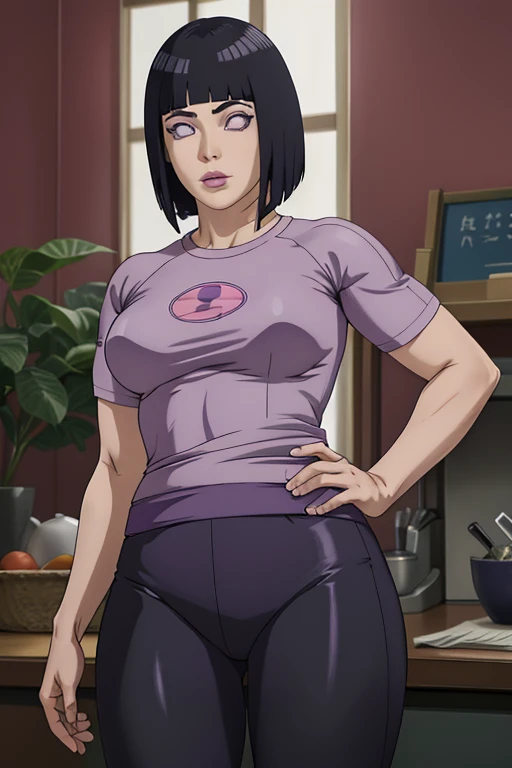 hot Hinata Hyuuga (Naruto) wife age 39 ,wear glasses,short hair brown,work suit very tight,One-Piece Swimsuit Pull,huge breast,purple hair.com
