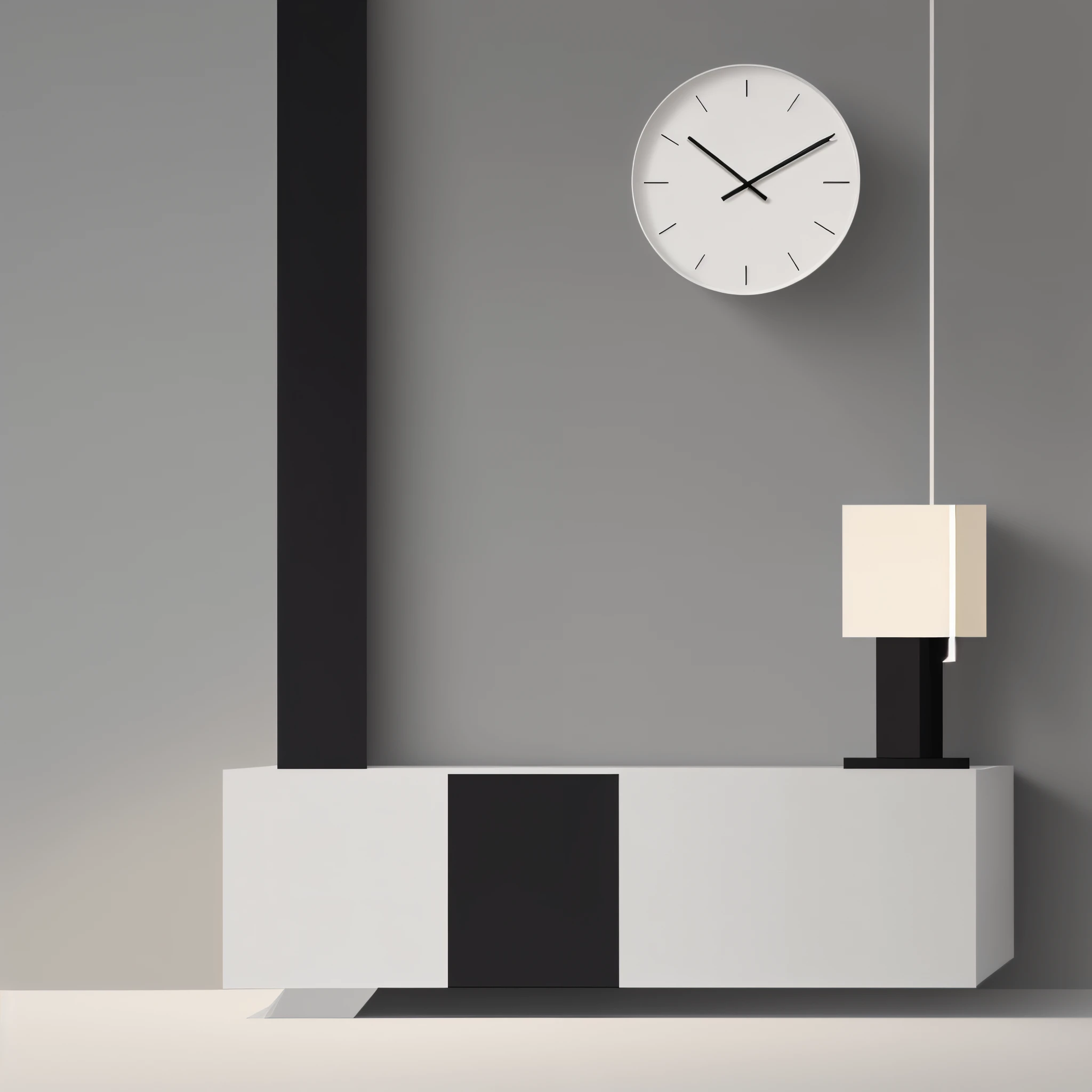 A minimalist style clock design, featuring clean lines, uncluttered surfaces, and a color scheme. The clock may have a sleek and understated appearance, with minimalistic details and a focus on functionality. Its design might prioritize geometric shapes and neutral colors, exuding a sense of modern elegance and simplicity.