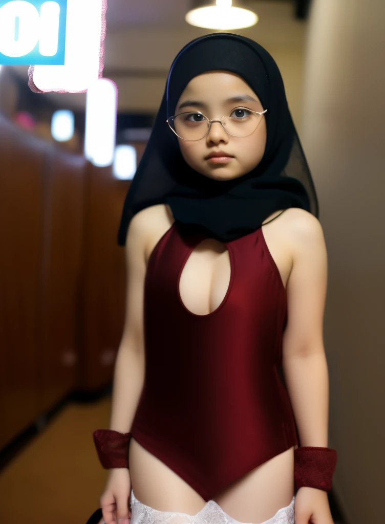 (((HIJAB MALAY GIRL))), top-quality、masterpiece、Surreal、((childs room))、((Stuffed animals are on display.))、transparent Gymnastic suit、japanes、Pupils、tiny girl、The appearance of the child、Height 140cm、hchool girl、small body of a child、streaks、Thin leg、report、Sunlight、Human Realistic Skin、Glossy skin、a picture、full bodyesbia. (((Transparent))), (((WHITE LACE))), (((HUGE BOOBS))), (((MINI SKIRT))).