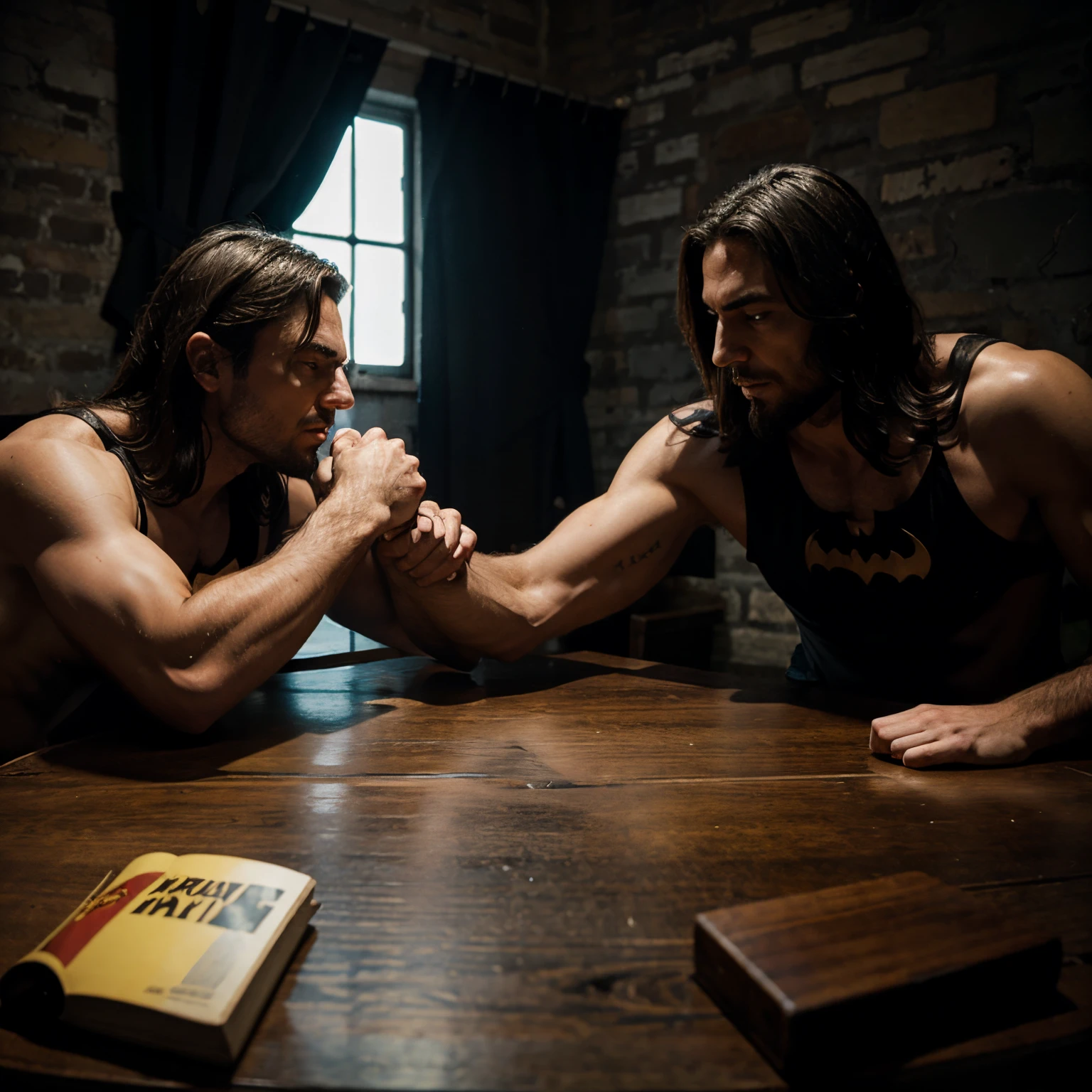 Jesus vs Batman arm wrestling