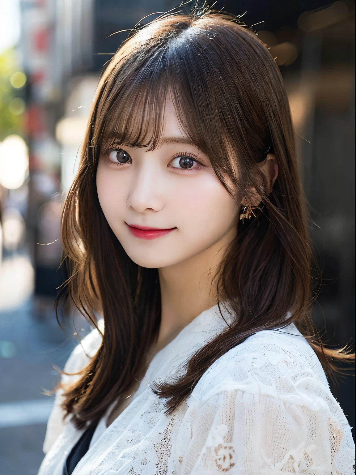 masutepiece, Best Quality, Illustration, Ultra-detailed, finely detail, hight resolution, 8K Wallpaper, Perfect dynamic composition, Beautiful detailed eyes, Women's Fashion,Natural Color Lip,Bold sexy poses,Smile,Harajuku、17 years old girl、Cute、Sexy shot looking at camera,
