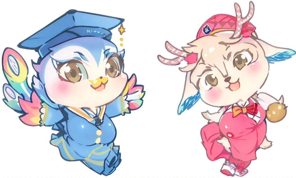 Q version,cute big breasts,com mascot,Teachers College mascot,deers
