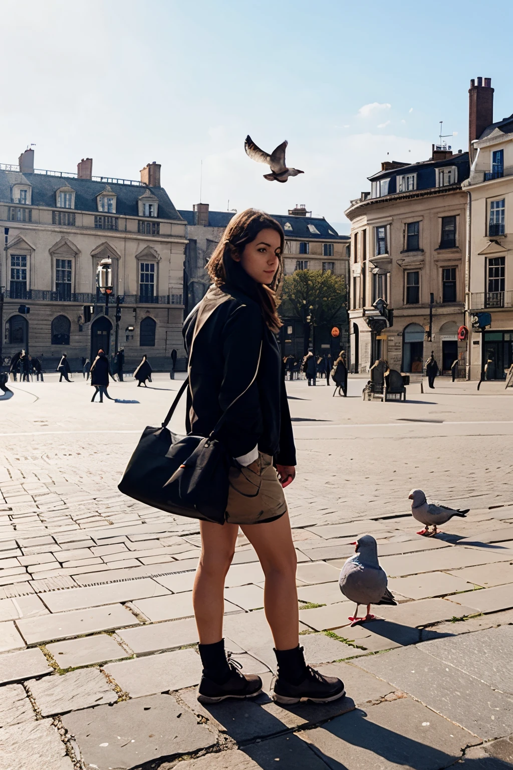 There are some pigeons in the square