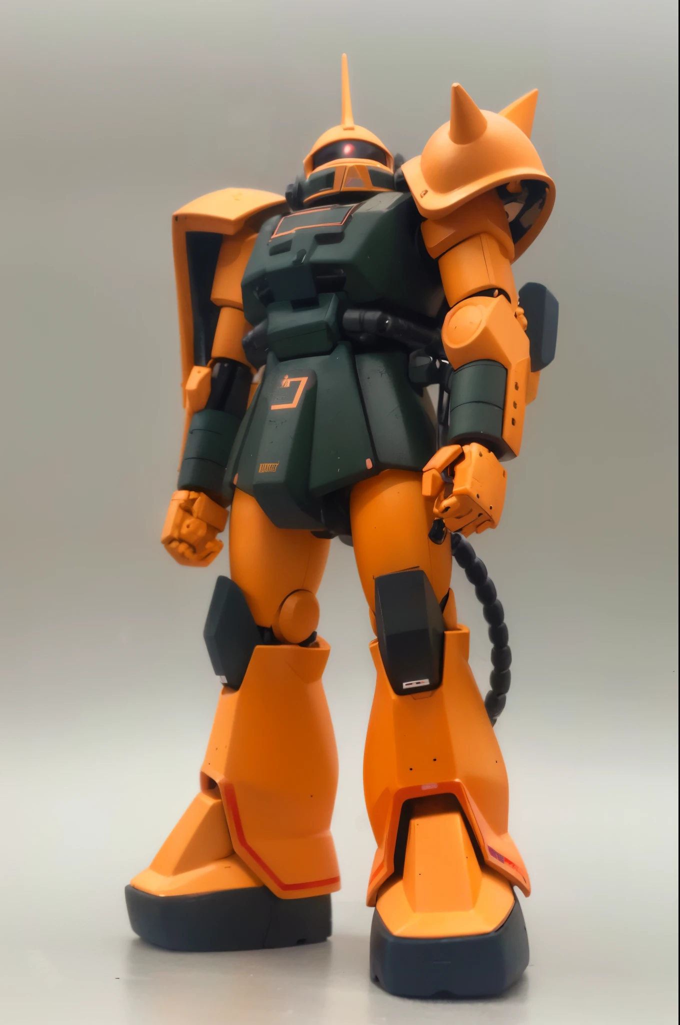 Close-up of a toy robot wearing a helmet, Zaku, full body shot hyperdetailed, powerful stance, full - body - front - shot, Highly detailed toys, Mobilesuit, Full Body 1 / 6 nihei tsutomu, Front perspective, upper torso included, katsuhuro otomo highly detailed, fully space suited, hyper detailed masterpiece