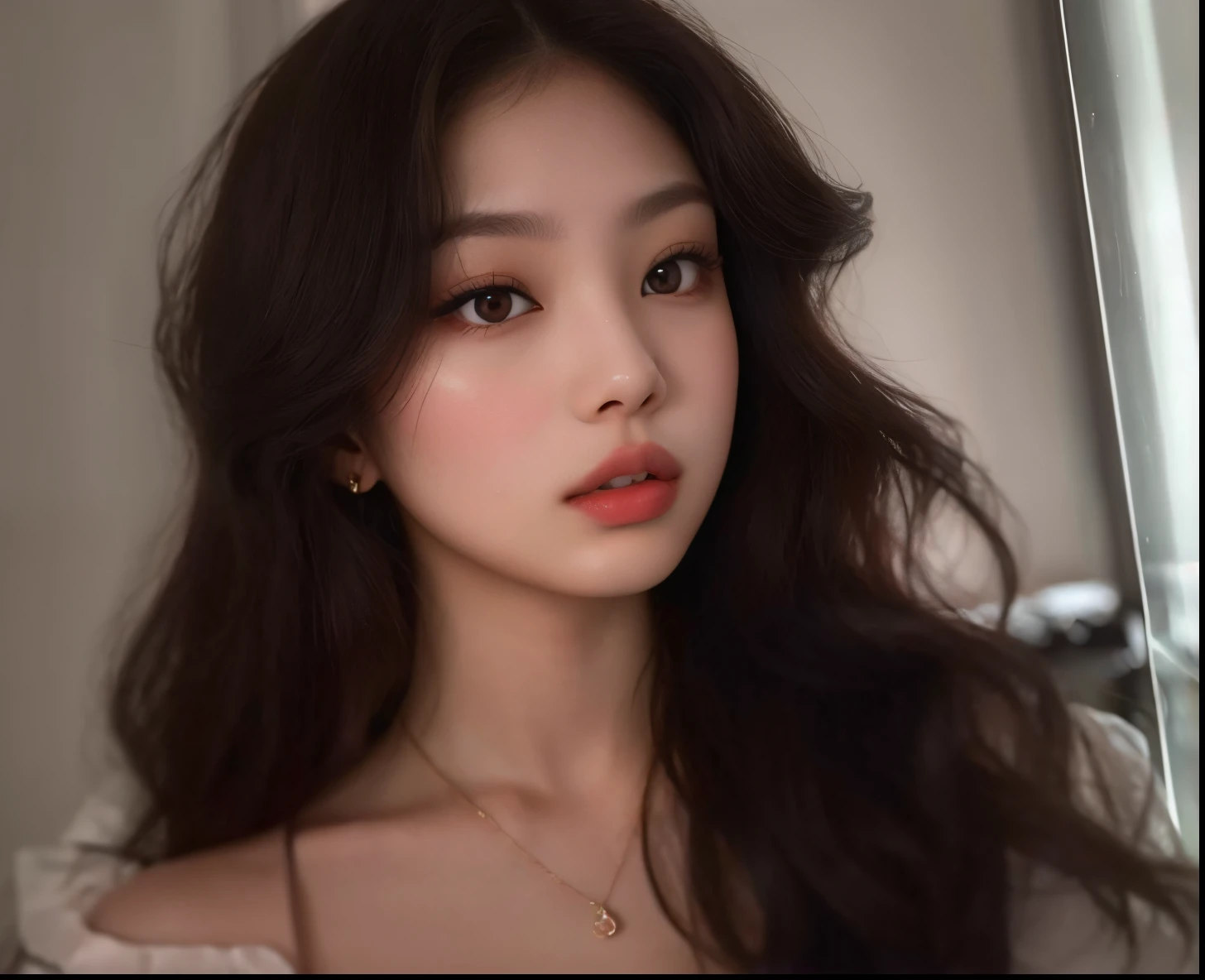 Un primer plano de una mujer con cabello largo con un vestido blanco, Hermosa mujer surcoreana, Hermosa joven coreana, Hermosa joven coreana, Beautiful aesthetic face, south east asian with round face, Rasgos de la cara coreana, asian beautiful face, Chica coreana, asian features, maquillaje popular de Corea del Sur, maquillaje coreano popular, beautiful asian girl, Joven y adorable rostro coreano, Asian face