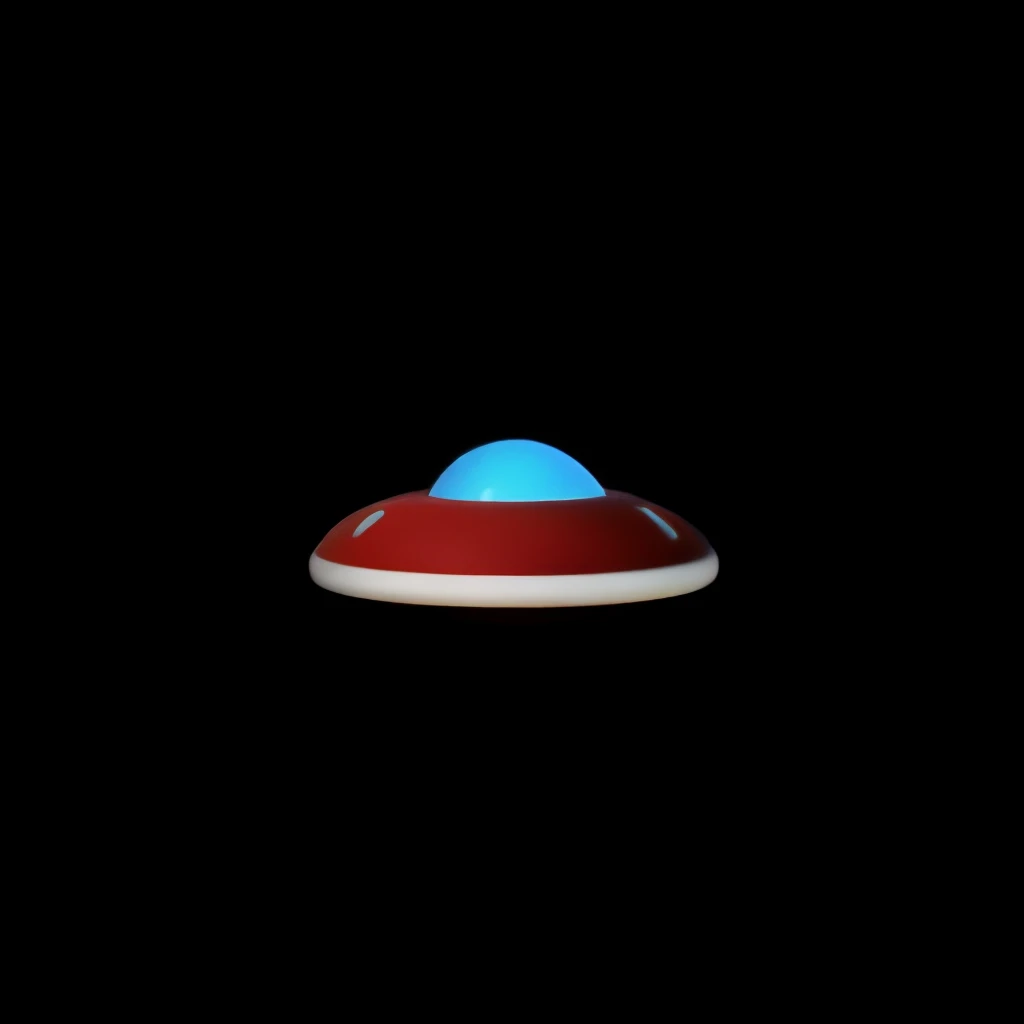 A red and white alien spaceship, alien spaceship,3D，Best quality