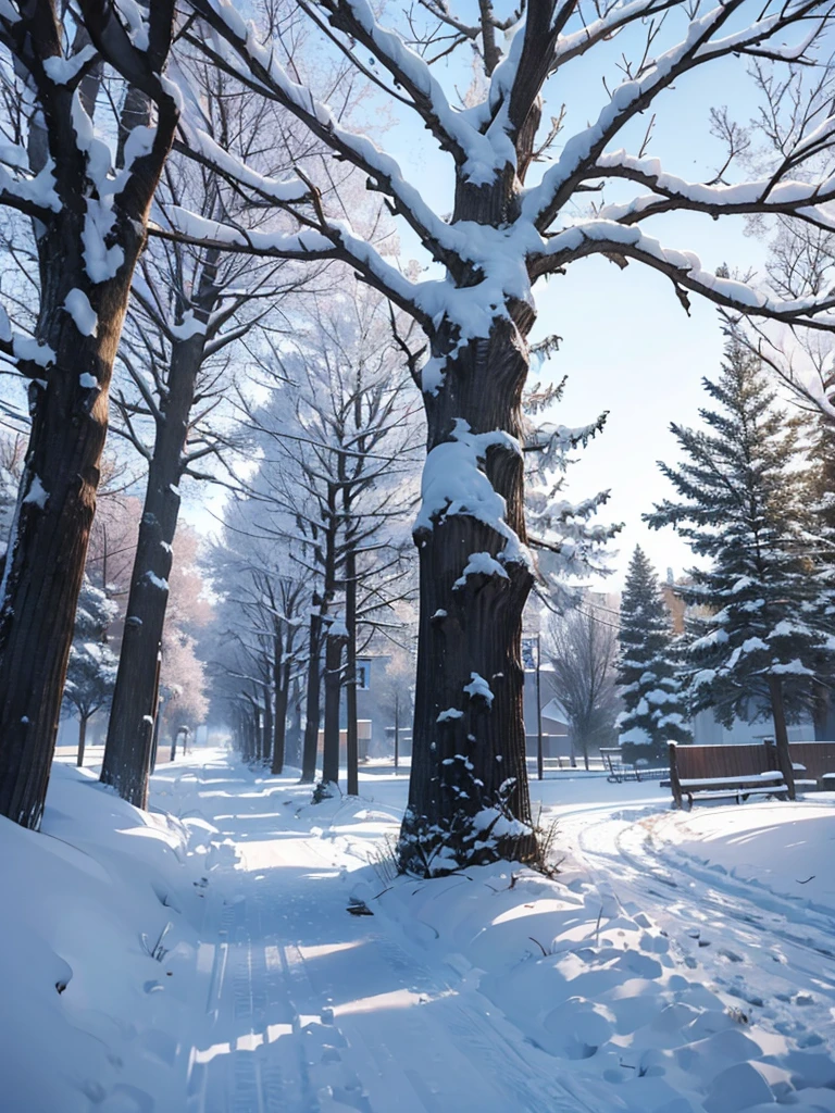 winter snow scene,There are no characters,high qulity,The tree,In the daytime,nevando