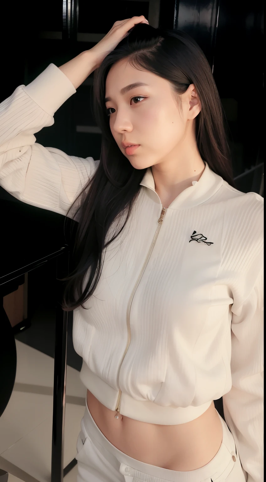 devastated woman in white top and white pants posing for a photo, marfim, Heonhwa Choe, Bae Suzy, Ulzzang, Jaeyeon Nam, Ji-Min, Jinyoung Canela, Lee Ji - Eun, Lee Ji-eun, Jiyun Chae, Sha Xi, suit jacket, ( preto marfim ), jia, bege, bolo
