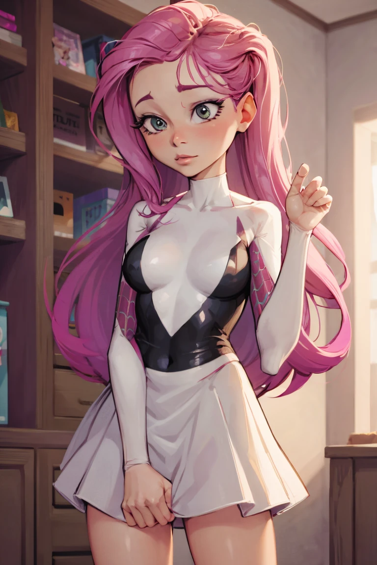 Fluttershy wearing spidergwen, spidergwen costume, mlpfluttershy