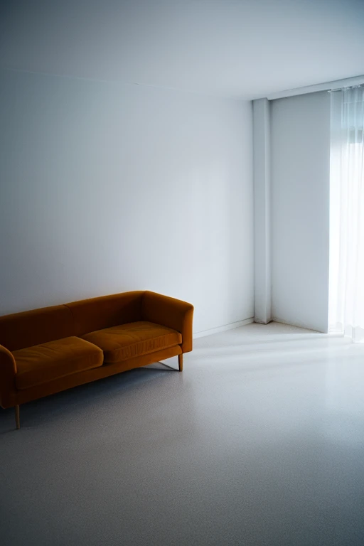 Minimalism, 1girl in empty room, no furniture, white room, no home appliances, emptiness, cold, lonely,