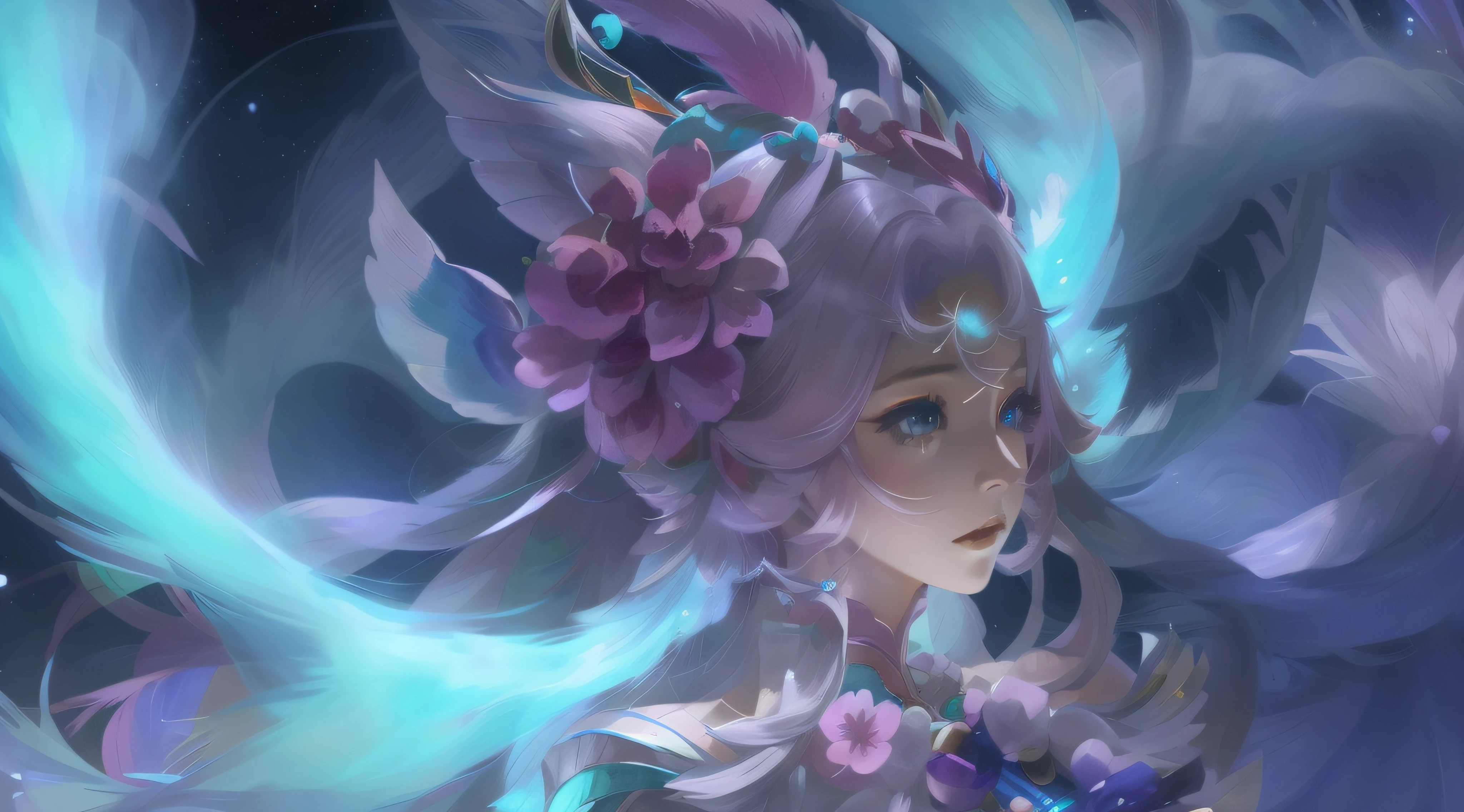 Anime manga girl，pink haired one，Delicate hair accessories，a blue dress，Wearing a big headdress, Very detailed artistic sprout, the detail, Irelia, Art germ. high detal, ! dream art jem, onmyoji detailed art, most models | Art germ, art jem style, art bud on artstation pixiv