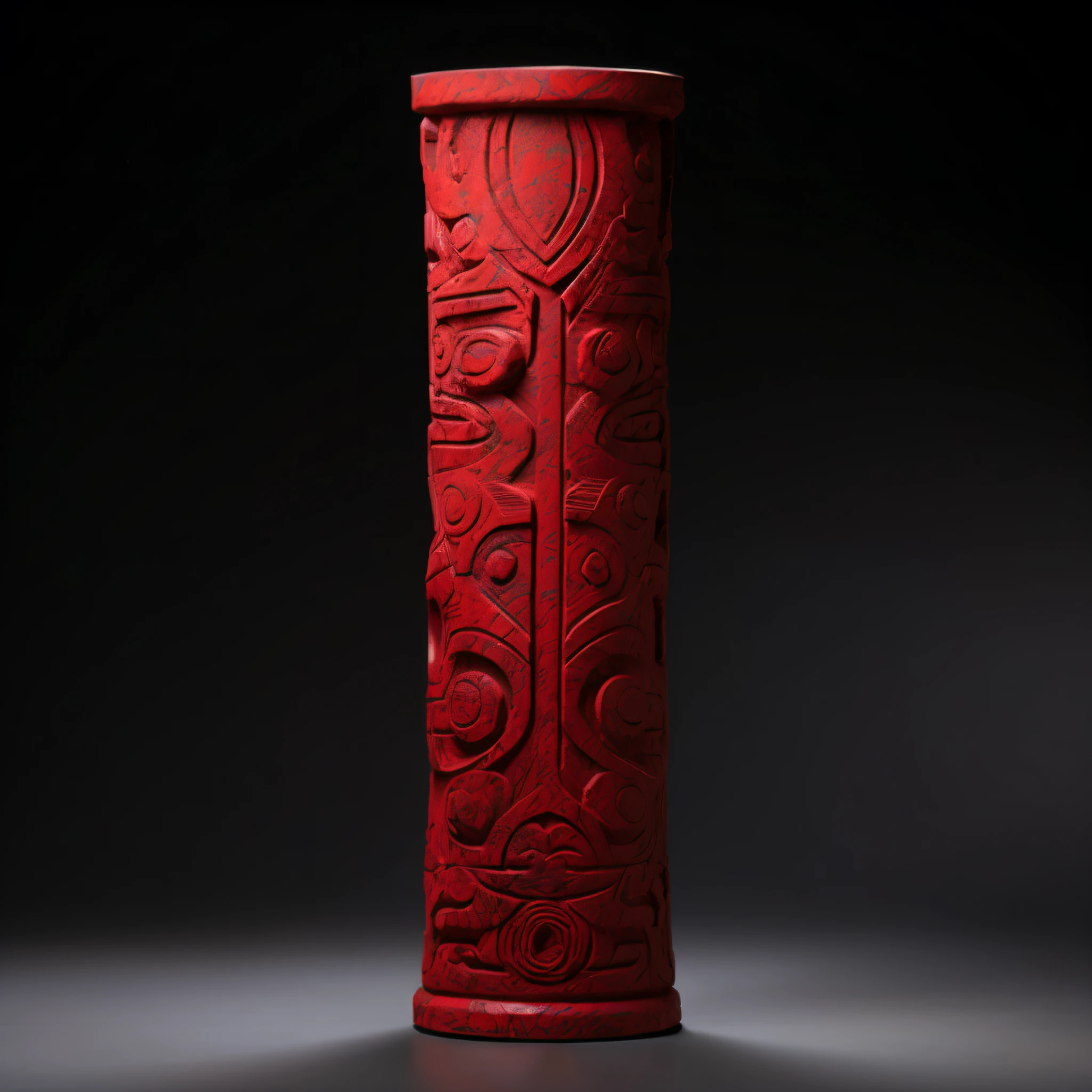 Red pillars，Texture engravin  on top