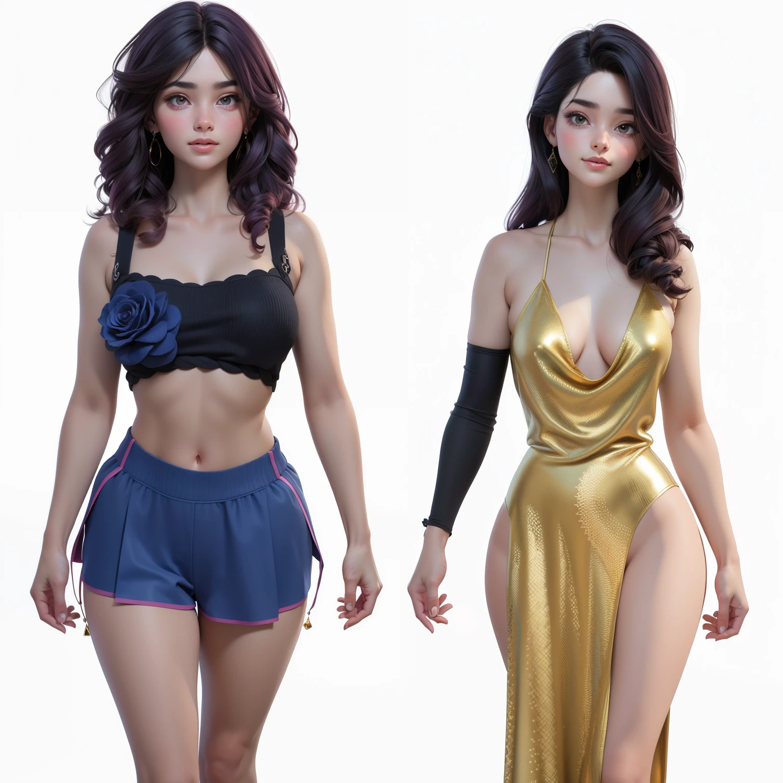 Estilo 3dmm,(Obra maestra, Calidad superior, La mejor calidad, Arte Oficial, beautiful and aesthetic:1.2), (Arte fractal:1.3), 1girl, Beautiful, Alto detalle, Cabello morado con un toque de rosa, ojos rosados, dark ilumination, cara seria, mirando al cielo, Cielo, Plano medio, Black sweater, jewely